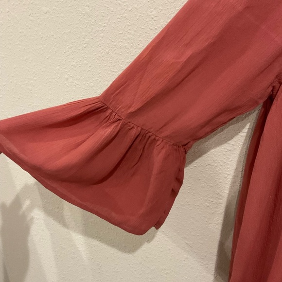 Route 66 Dress Boho Style Floral Embroidery Bell Sleeves Women’s Size Medium - Picture 4 of 10